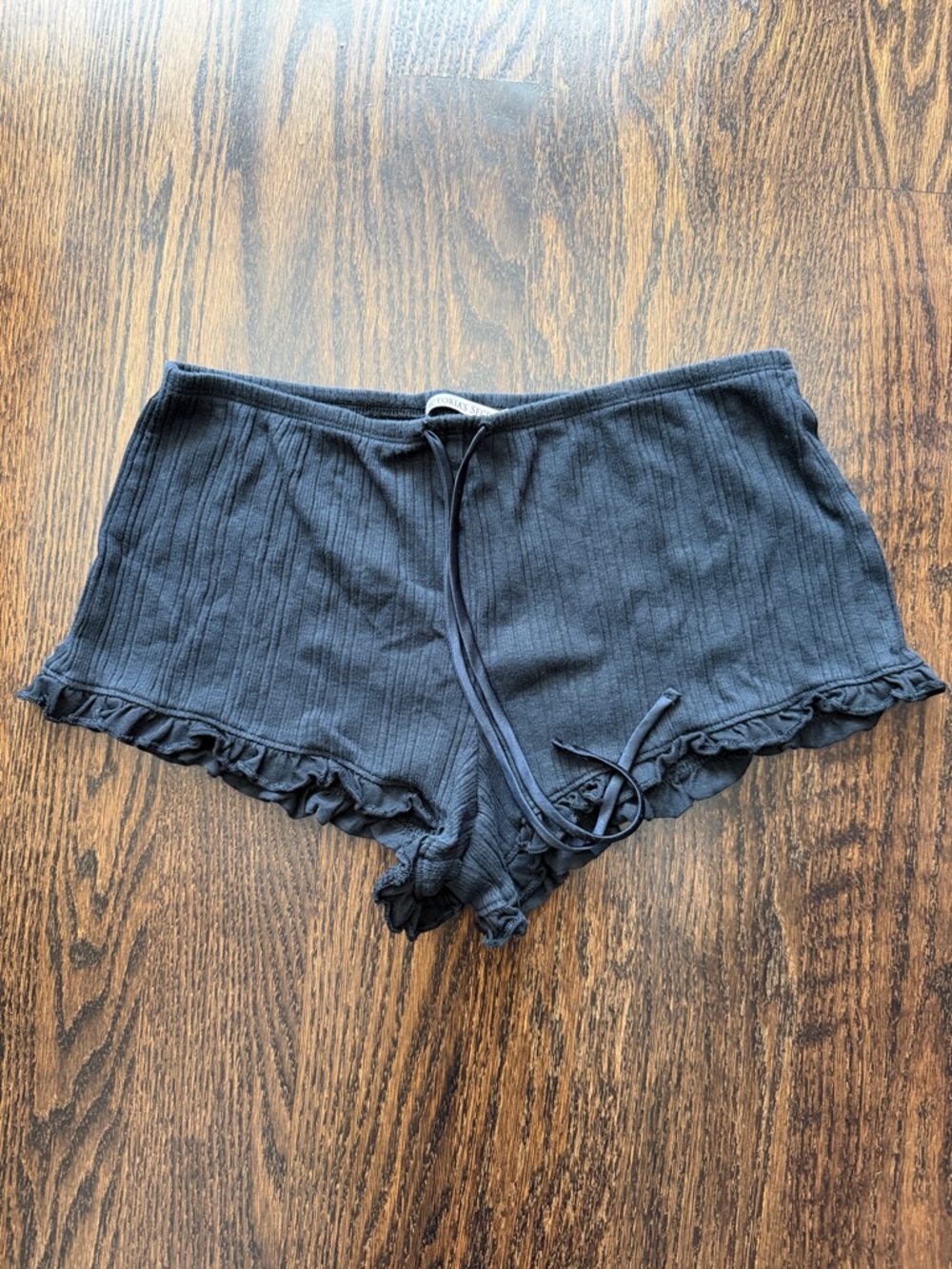 Victoria secret ribbed ruffle shirt with satin laces small